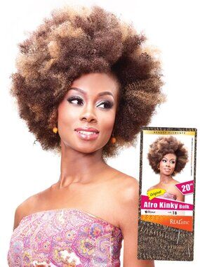 Realistic Bijoux Afro Kinky Bulk Synthetic Hair- M 1B/30  (Blk/brn) 20 inches